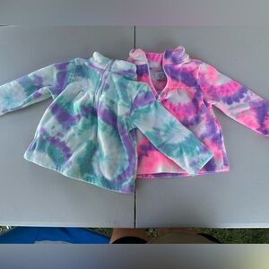2 children’s place tie-dye pullover sweatshirts with quarter zip size 18-24mo